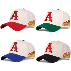Baseball Cap A Letter Embroidery Colorblock Women's Trendy Four Seasons Casual Commuter Men's Hip Hop Retro Hat Machine Washable