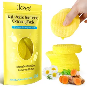 IKZEE KOJIC ACID & TURMERIC CLEANSING PADS,Hydrating skin care cotton pads, deeply cleanse the skin, gentle daily skin care cotton pads, make the skin look more vibrant and radiant, suitable for all skin types