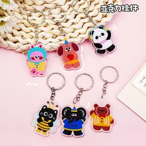 Cute Elephant Bear Acrylic Keychain Pendant Custom Backpack Decoration Student Small Gift Cartoon Key RingGift