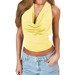 Women Halter Top Sexy Backless Tank Tops Cowl Neck Summer Going Out Outfits Cami Tops