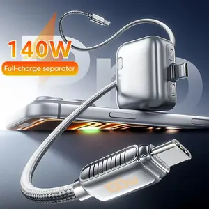 Mini 140W PD Fast Charger Splitter Auto Power-Off Protection Type-C Fast Charging Connector for Iphone 17 Samsung NONE