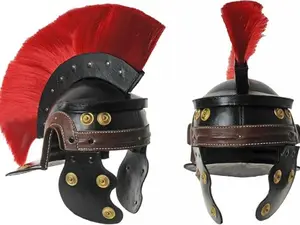 Medieval Warrior Roman Centurion Top Grain Leather Helmet with Chin Strap | Leather Helmets for LARP and Cosplay – Adjustable, and Lightweight Armor