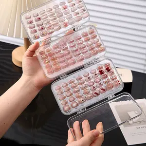 Tri-Fold Press-On Nail Organizer Case, 4-Page Portable Storage Box for Fake Nails, Clear Pet Plastic Travel Holder, Transparent