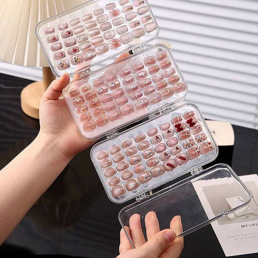 1pcs Tri-Fold Press on Nail Organizer Case, 4-Page Portable Storage Box, Clear Pet Plastic Travel Holder for Fake Nails, Transparent Containers