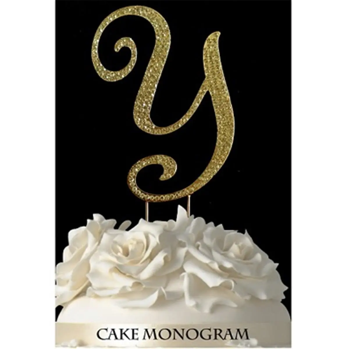 212 MAIN Gold Rhinestone Letter Y Monogram Cake Topper, 4.5 in Sparkling Cake Decoration, Wedding & Party Home Supplies Ornament