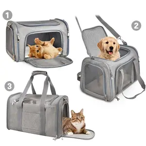 Portable Dog Cat Carrier Bag, Soft Side Backpack Pet Carriers, Dog Travel Bags, Airline Approved, Transport Outgoing Pets Handbag
