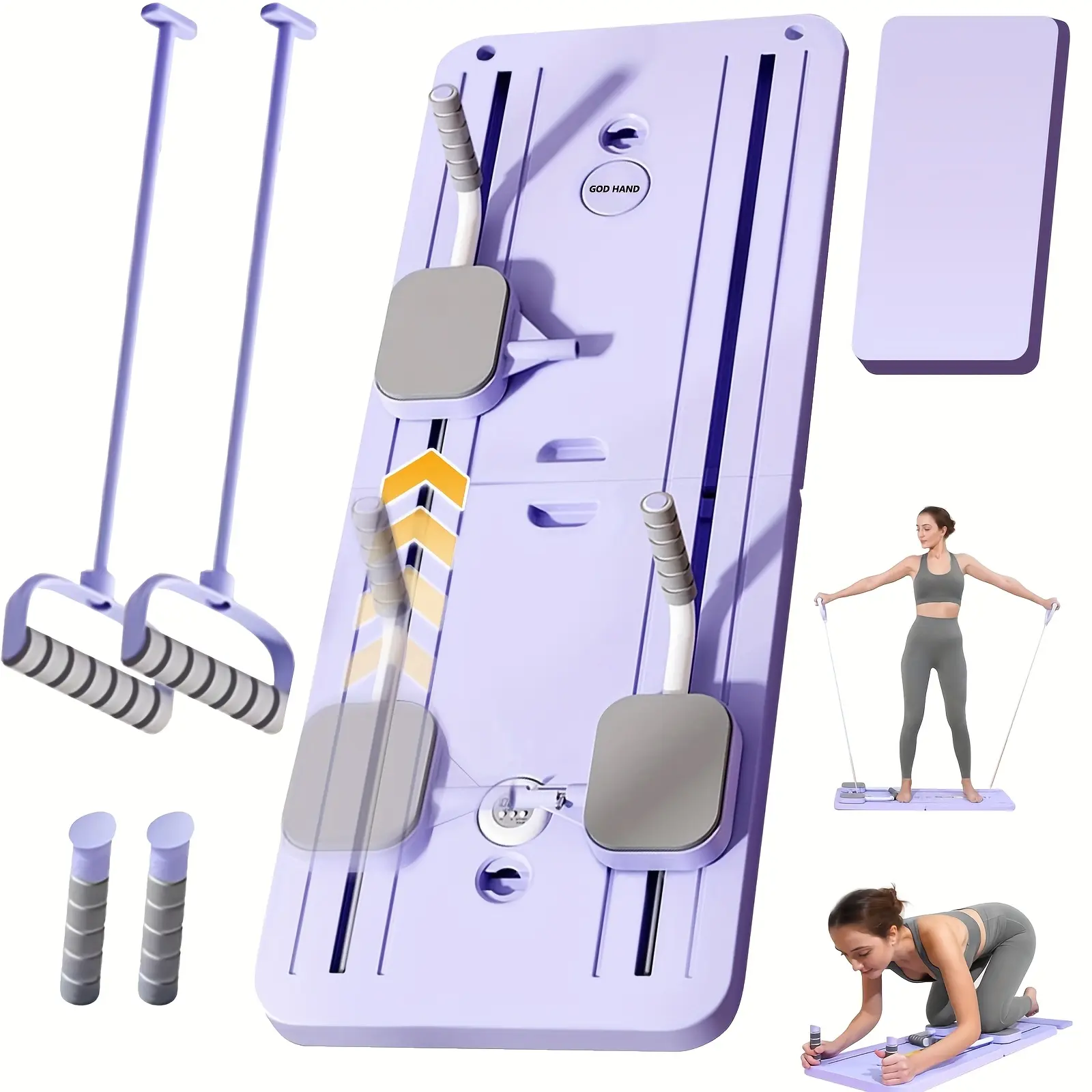 5 In1 Pilates Board for Home Foldable, Portable Pilates Reformer Machine, Pilates Equipment, Foldable Reformer Pilates Machine for Home Workout, Multifunctional Ab Exercise Board (Purple)