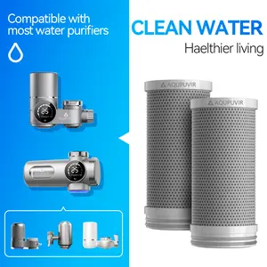 AQUPUVIR water purifier filter, contains 2 composite filters, NSF certified, effectively filters chlorine, lead, odors, and impurities. Each filter has a lifespan of up to 6 months, composite filter material, LED Display Sink