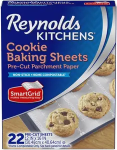 Kitchens Cookie Baking Sheets, Pre-Cut Parchment Paper, 22 Sheets (Pack of 1)