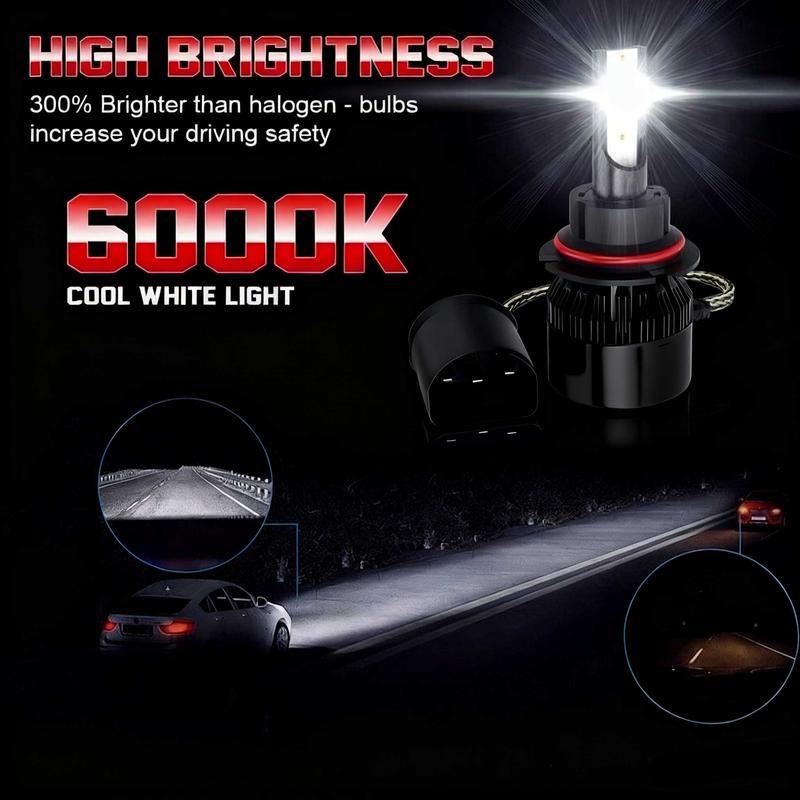 Plug and Play 9005/HB3 9006/HB4 LED Headlights - 4PCS 6000K White Light, Cooling Fan, No Battery, Super Bright Car Truck Driving Accessories  cars accessories  car stuff