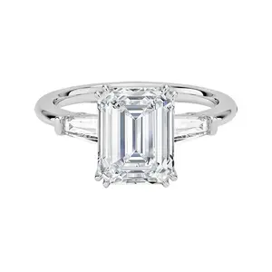 3-5 Carat Emerald Cut Lab Diamond Classic Engagement Ring