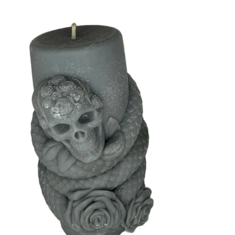 Skull & Snake Soy Candle 7 ounce - Decorative Candle with Skull and Snake Design. Style #1