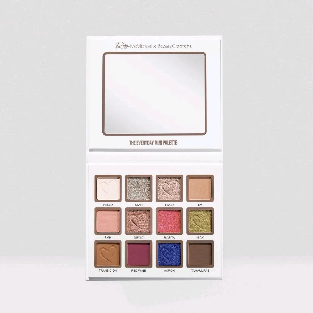 Mini Eyeshadow Palette, Rosy's Essentials Vol. 1 12-Color Travel Kit with Matte, Shimmer & Glitter Shades for Easy Sparkly Makeup