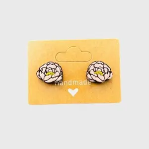 Hand-painted Pink Peony Studs - Flower Earrings- Floral Studs- Handmade Jewelry
