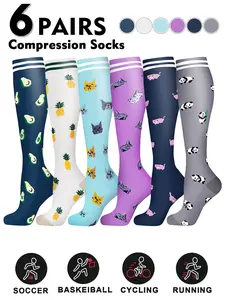 Compression Socks for Men & Women, 20-30mmhg Knee High Design, Running Performance Recovery, 6 Pairs for Circulation Support, Compression Athletic Socks