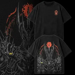 Sauron Lord of the Rings Vintage Washed Graphic T-Shirt, Dark Fantasy Villain Tee, Mordor Eye Flame Gothic Artwork Shirt, LOTR Streetwear Aesthetic Oversized Unisex Cotton Tee, Fantasy Movie Fan Gift