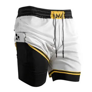 Men's 2 in 1 Double layer Quick Dry Shorts with Inner Pockets, Drawstring Waist Athletic Shorts Gym Shorts, Casual Pocket Track Shorts for Summer, Sport & Outdoor Clothing for Men, Gym Clothing, Trail Running Shorts