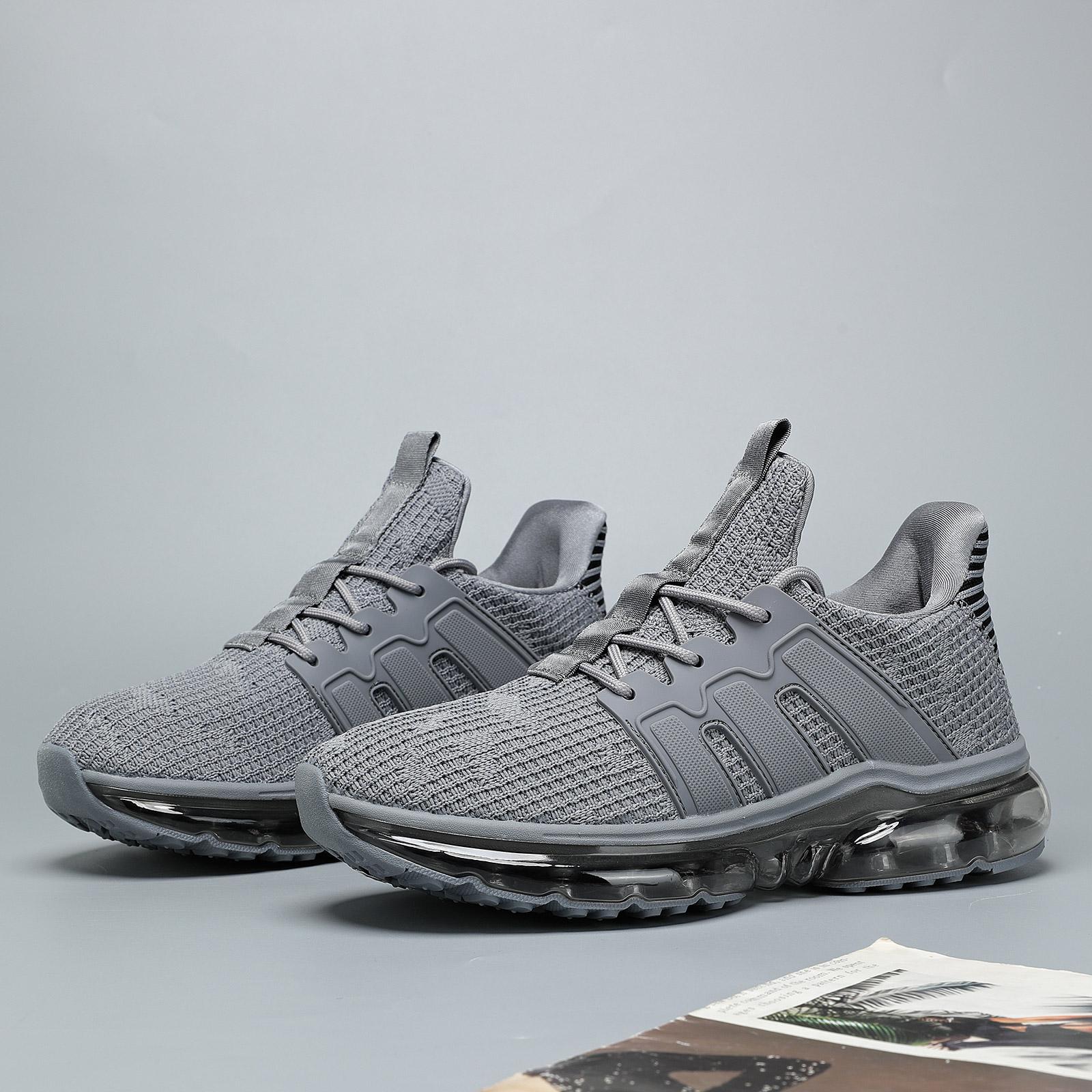 Men's Air Cushion Running Shoes - Breathable Mesh Fabric, Athletic Look, Lightweight, Non-Slip, Secure Lace-Up Sneakers for Gym & Walks, Casual Comfort, Breathable Fabric,shoes for back to school,back to school shoes