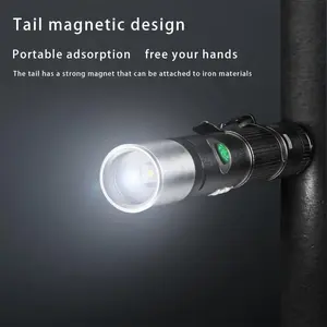 Car mounted rechargeable LED flashlight with magnetic tail end, convenient for checking the vehicle at night.