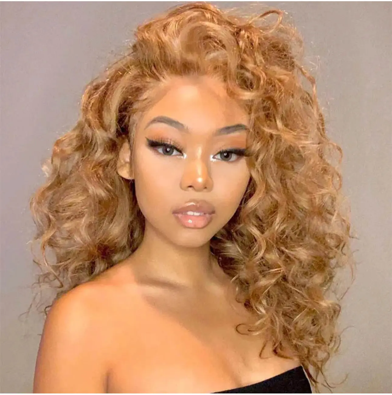 Pure Color #27 Loose Deep Wave Honey Blonde Lace Front Wig Brazilian 13x6 Frontal HD Lace Wig