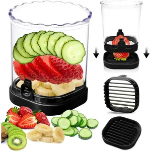 Portable Black Strawberry Slicer Fruit Slicer Cup Veggie Salad Speed Cutter for Strawberries Egg Banana Mushroom Cucumber Kiwi Kitchen Slicing Tool