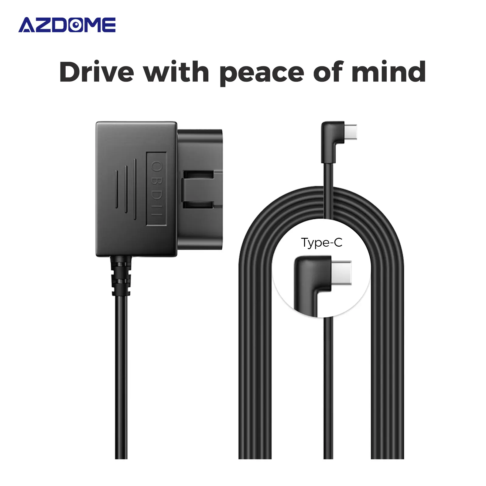 AZDOME OBD Hardwire Kit with Type C Port & Low Voltage Monitoring, 11FT 12V-24V to 5V Type C Charger for Dashcam Parking Mode, Compatible with M550 M550Max M01Pro M27 M580 M560 GS63H Pro Dash Cam