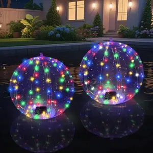 2pcs Solar floating pool light 13 inches, inflatable, waterproof. A waterproof solar pool light, outdoor courtyard, garden, and lawn decoration with waterproof function. It has 8 modes, suitable for Christmas decoration or accessories.
