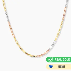 14K TRI COLOR GOLD MIRROR MARINER CHAIN -2MM