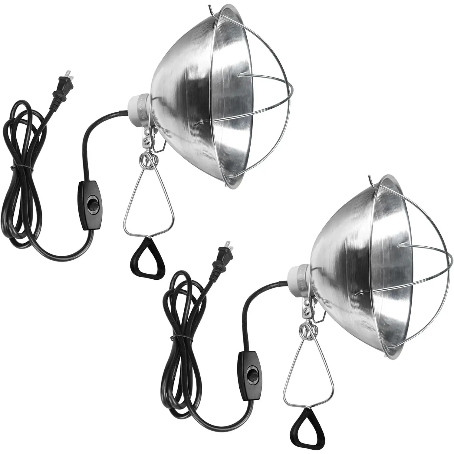 Clamp Lamp Light Socket with 10.5 Inch Aluminum Reflector and Bulb Guard, Fits Max 250 Watt Lamp (No Bulb Included), 18/2-Gauge 6 Feet Cord, 2-Pack