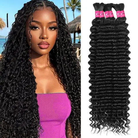 Onemore Unprocessed Deep Wave Bulk Human Hair Extensions, No Weft, P4-27 Highlight, Braiding Hair