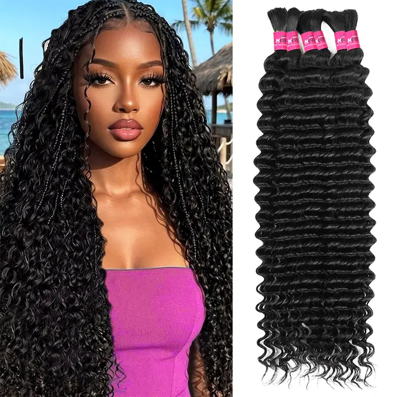 Onemore Unprocessed Deep Wave Bulk Human Hair Extensions, No Weft, P4-27 Highlight, Braiding Hair