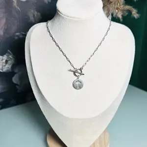 Silver Cross Toggle Necklace