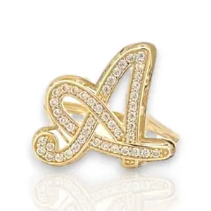 Initial Ring CZ - 10K Yellow Gold