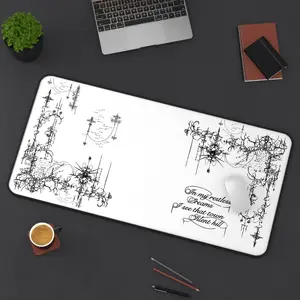 Silent Hill Ornate Victorian Script Desk Mat | Gothic Floral Scroll Mousepad, Anime Mouse Pad, Desk Mat, pc accessories.