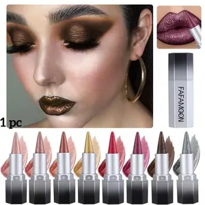 Metallic Shimmer Lipstick, Multi-Use Lip & Eyeshadow Makeup, Glitter Finish, Long-Lasting High Pigment Lipstick, 8 Shades for Bold Looks