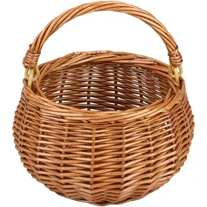 Small  Wicker Picnic Basket with Handle, Willow Flower Girl Basket for Wedding, Easter Basket,Mini and Cute Wicker Storage Basket, and Garden Decor. Color