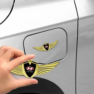 3D Metal Wings Emblem Sticker Car Side Mark Window Trunk Decal Accessories For Hyundai Accent Sonata Tucson Elantra I10 I20 Ix35