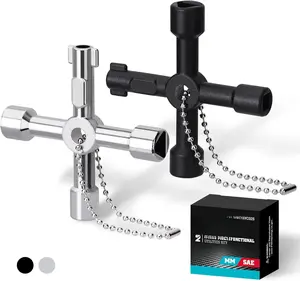4 Way Utilities Key, Multi-functional Water Key Set, 2-Pack, for Valve, Faucet, and Spigots