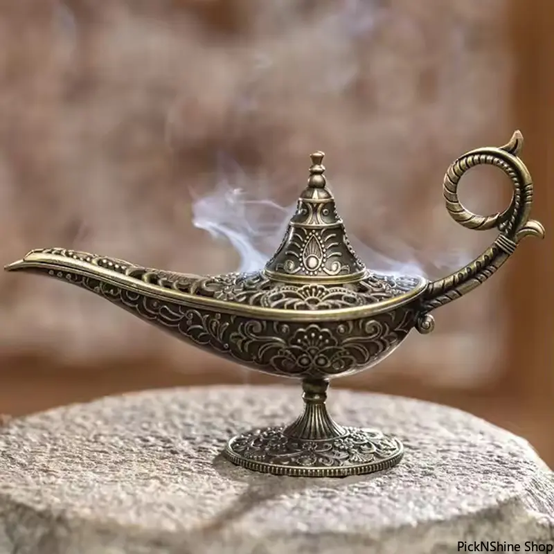 Classic Arabic Style Lamp with Flower Relief, Durable Alloy Candle Holder for Home Tabletop Centerpiece, Aroma, Meditation, Incense, Lamp-Shaped, Single, Decor, Home Scent, Bakhoor Burner, Props, Room Decor, Aromatic, Relief Carving, Unisex, Lamp Shape