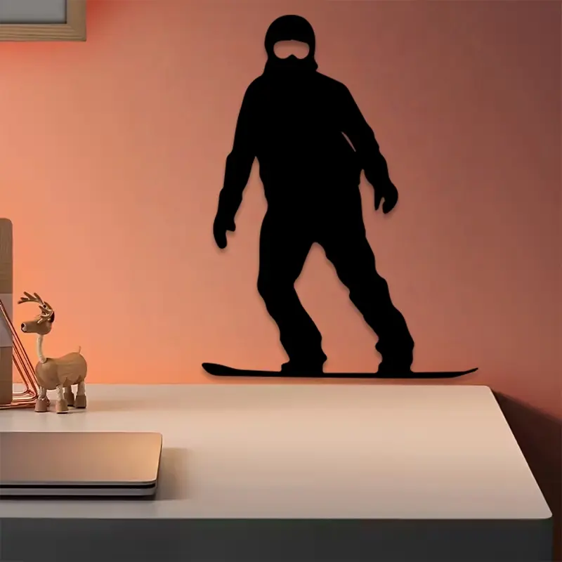​​1pc Snowboarder Metal Wall Art, Snowboarder Statue Mural, Perfect for Man Cave Wall, Living Room Wall, Sports Wall, Winter Decor, Ideal Gift for Snowboarders, Durable Metal​​