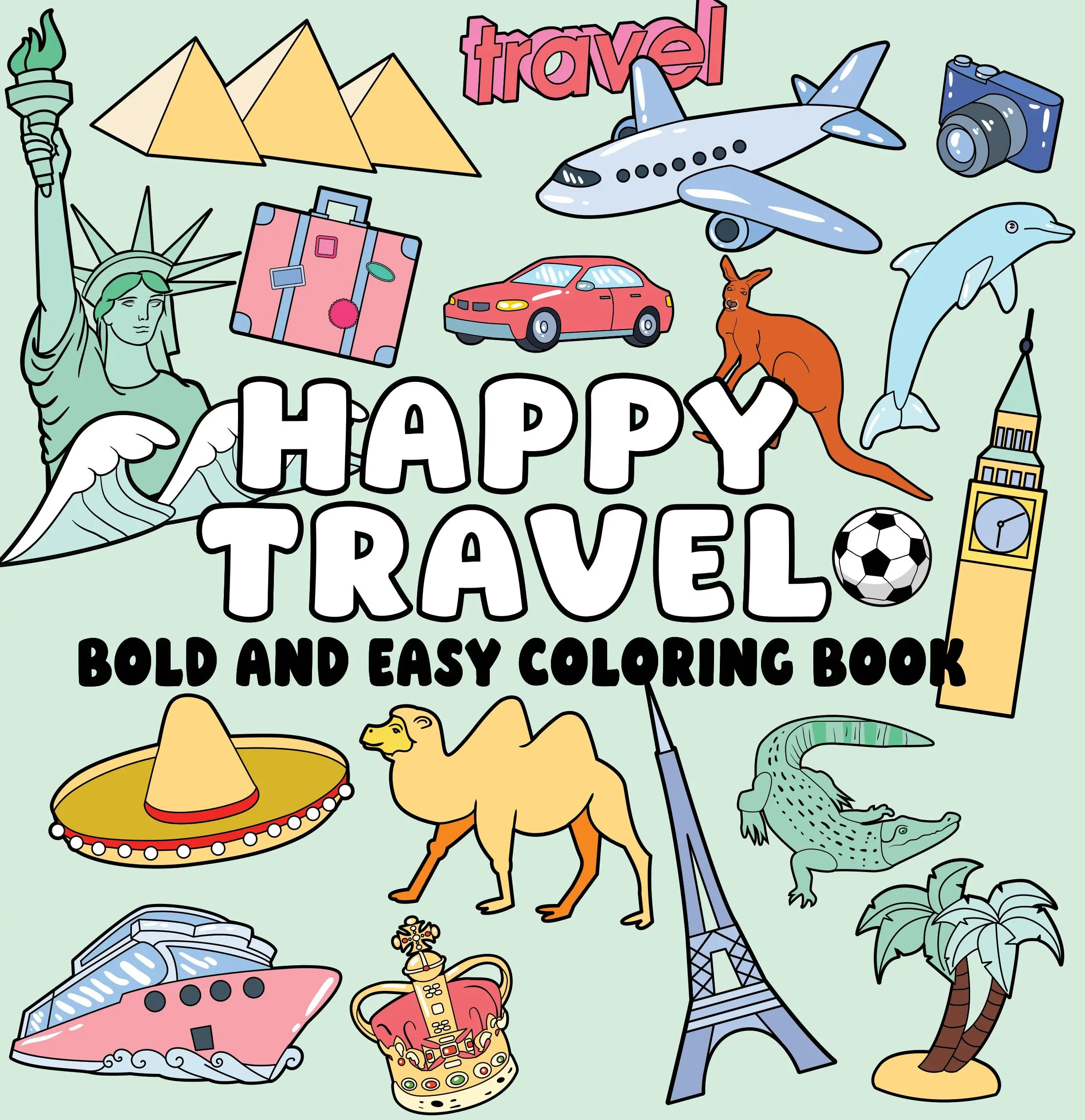 Adult Coloring Book for Beginners - Travel-Themed Coloring Gift Book with Palm Tree Designs, Bold Lines, Easy Pages, Soft Cover, Compact Portable Structure