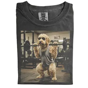 Funny Goldendoodle Gym Comfort Colors T-Shirt, Vintage 90s Fitness Dog Meme Tee, Bodybuilding Workout Design, Unisex Fit Design, Gift for Dog Lovers