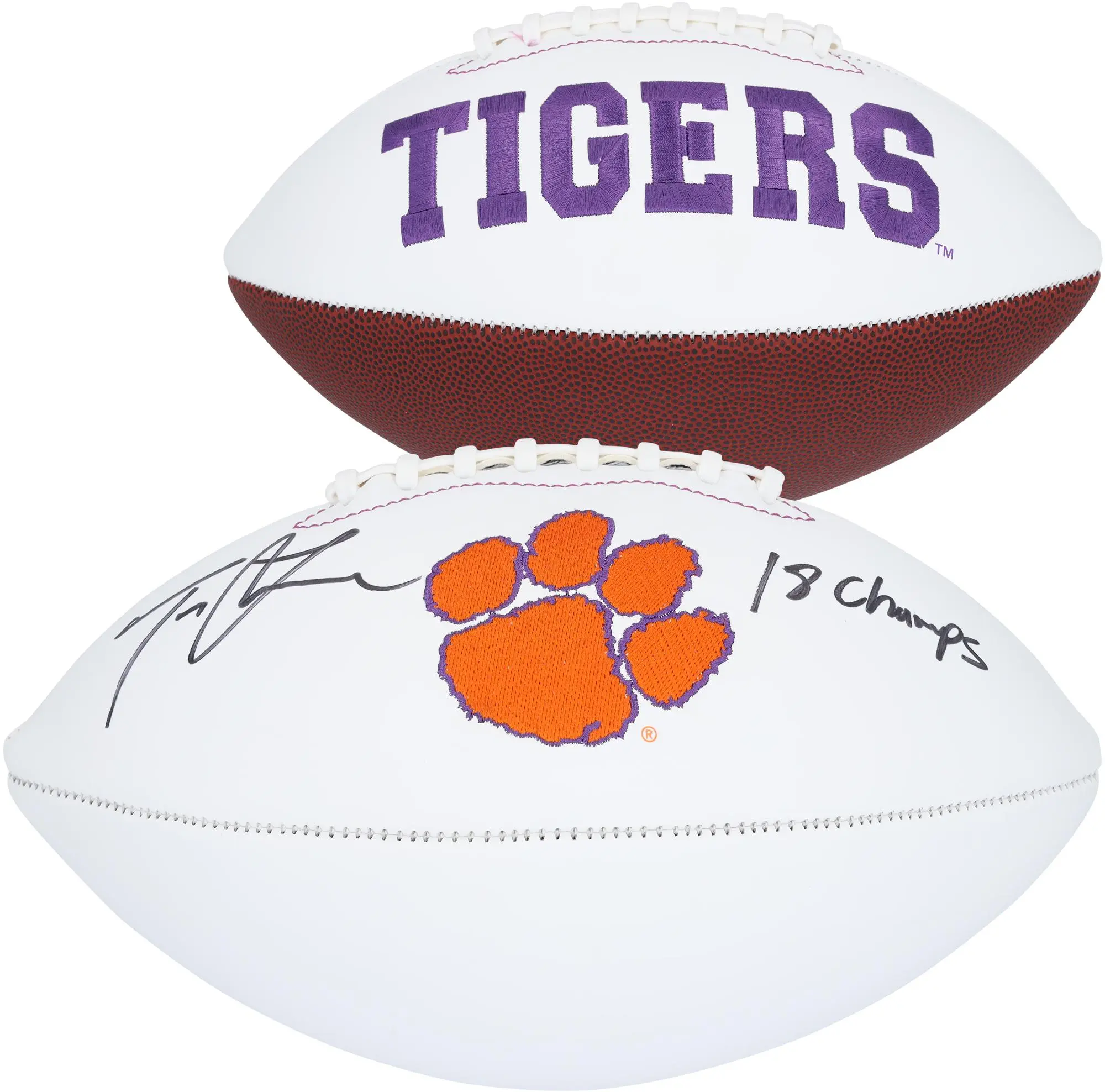 Trevor Lawrence Clemson Tigers Autographed White Panel Football with "18 Champs" Inscription - Fanatics Authentic Certified