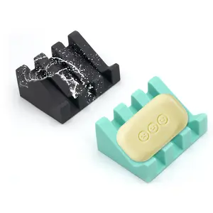 Self-Draining Soap Dish Rack, Silicone Soap Holder for Bathroom Kitchen Sponge, Extends Soap Life, Keeps Soap Dry Easy to Clean, Soap Saver