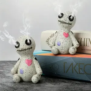 Voodoo Doll Backflow Incense Burner - Cute Ghost Figurine Smoke Fountain Aromatherapy Ornament for Home Decor