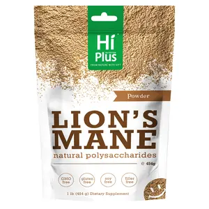 HiPlus Organic Lion Head Mushroom  Powder | Natural Superfood to Support Brain Function,  and Immune Health | Non-GMO, Vegan, No Additives Oregano  Softgels Seed Energy Supplement