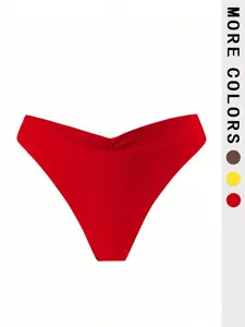 Women's Solid Color Pleated Bikini Shorts, Sexy Form-Fitting Swimsuit for Beach, Perfect for Summers & Pool Parties