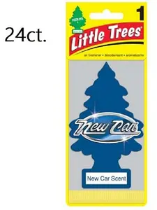 Little Trees Car Air Freshener -New Car Scent- 24 Pack - Non-Aerosol Solid Card - Hanging Deodorizer Aroma - New Car Scent