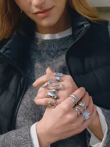 Classic Geometric Crystal Open Rings For Women Minimalist Stainless Steel Rings Simple Fashion Jewelry Birthday Gift fashion stackable rings Stacking Rings