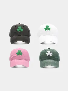 St Patrick's Day Clover Embroidered Hat, Washable Cotton Daily Baseball Cap, Unisex Adjustable Sun Protection Hat